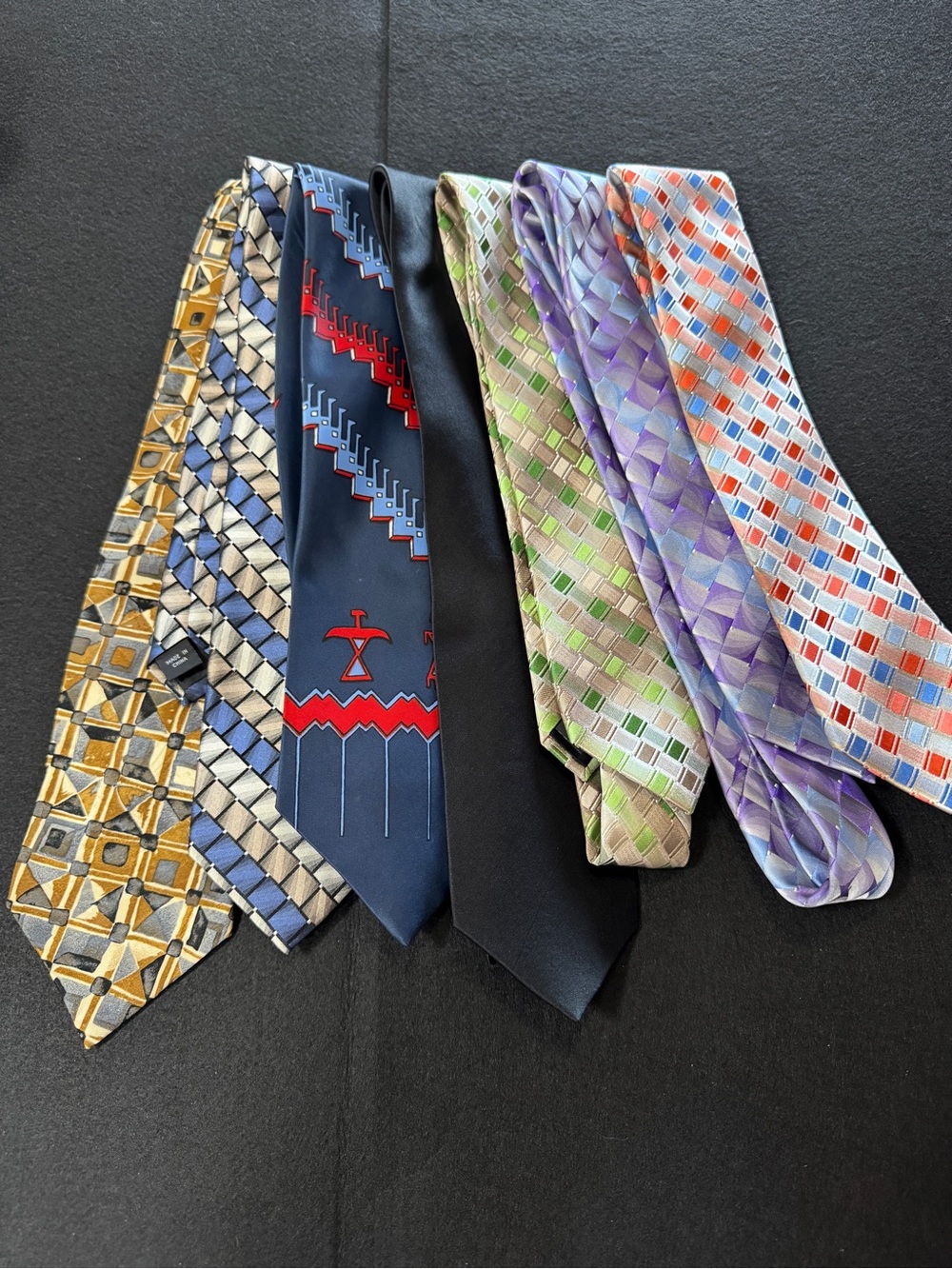Men's Assorted Patterned Silk Ties - Multi-Color Pack lot of 7